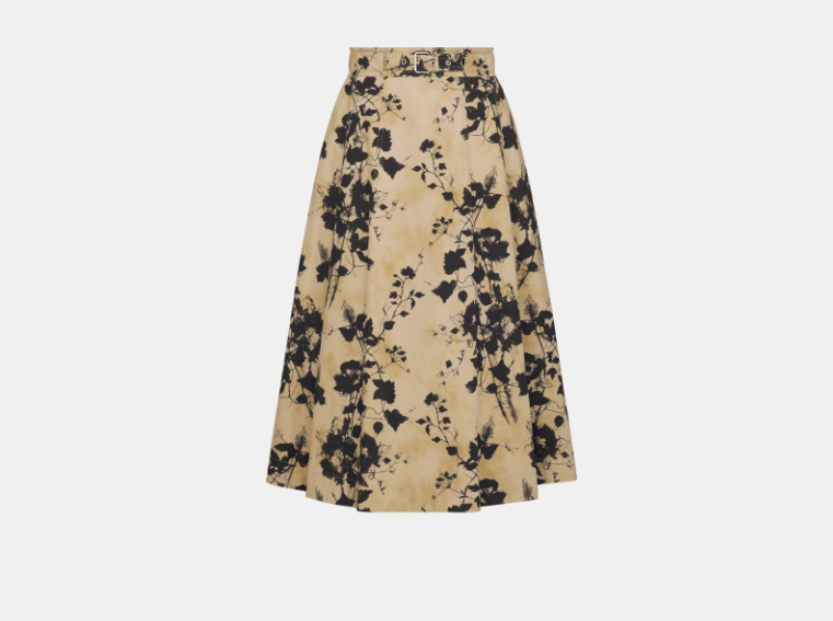 Dior o1w1db11225 427J68 Flared Mid-Length Skirt in Beige/Black Size 30" / US 8 / IT 44 - 1 Thumbnail