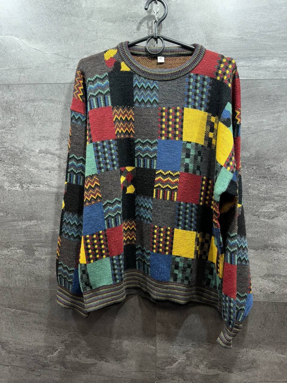 Vintage 80s Pattern Knitwear Abstract Wool Jumper Sweater