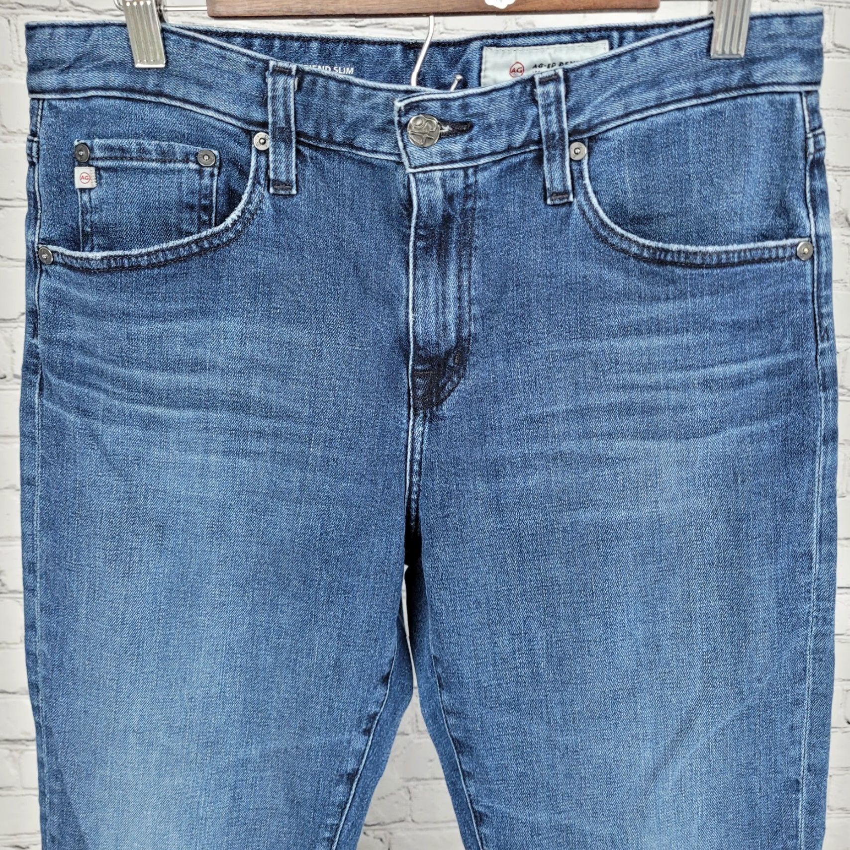 Denime VINTAGE Adriano Goldschmied Blue Denim Ex Boyfriend Slouchy Slim Jeans 29 Regular Blue 90s Womens Jeans AG Adriano Goldschmied Size 29" - 6 Thumbnail