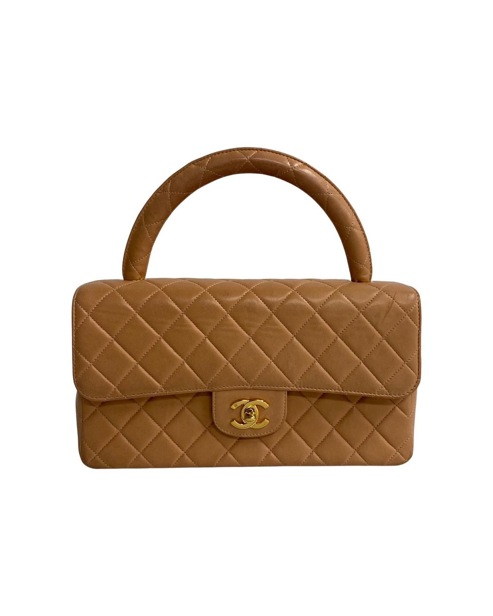image of Chanel Matelasse Top Handle Bag In Brown, Women's