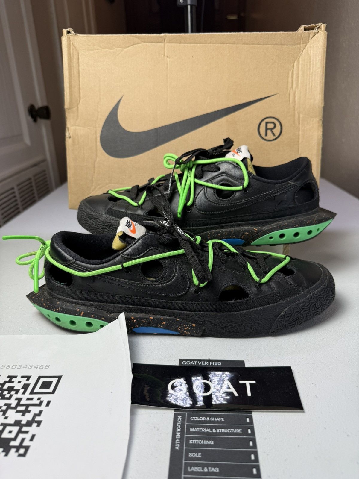 Nike × Off-White Used 2022 Nike Off-White x Blazer Low 'Black' Sz 11 Size US 11 / EU 44 - 2 Thumbnail
