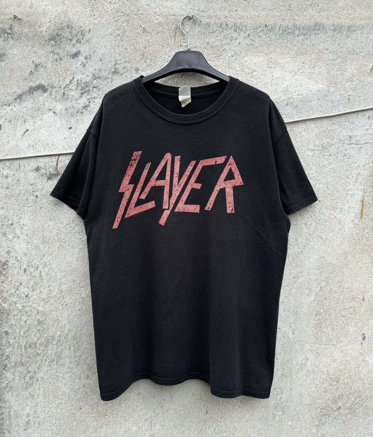 Slayer 00s Slayer Washed Logo Band thrash metal faded tee death | Grailed, image size:1202x1408