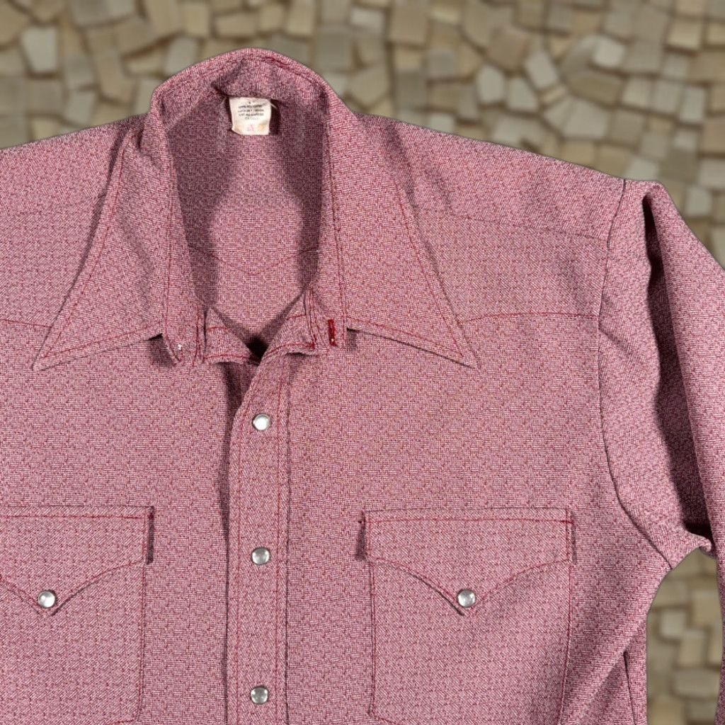 Vintage VINTAGE Western Shirt Adult MEDIUM Red Heather Rose Cowboy Rodeo Pearl Snap 70s Size US M / EU 48-50 / 2 - 1 Thumbnail