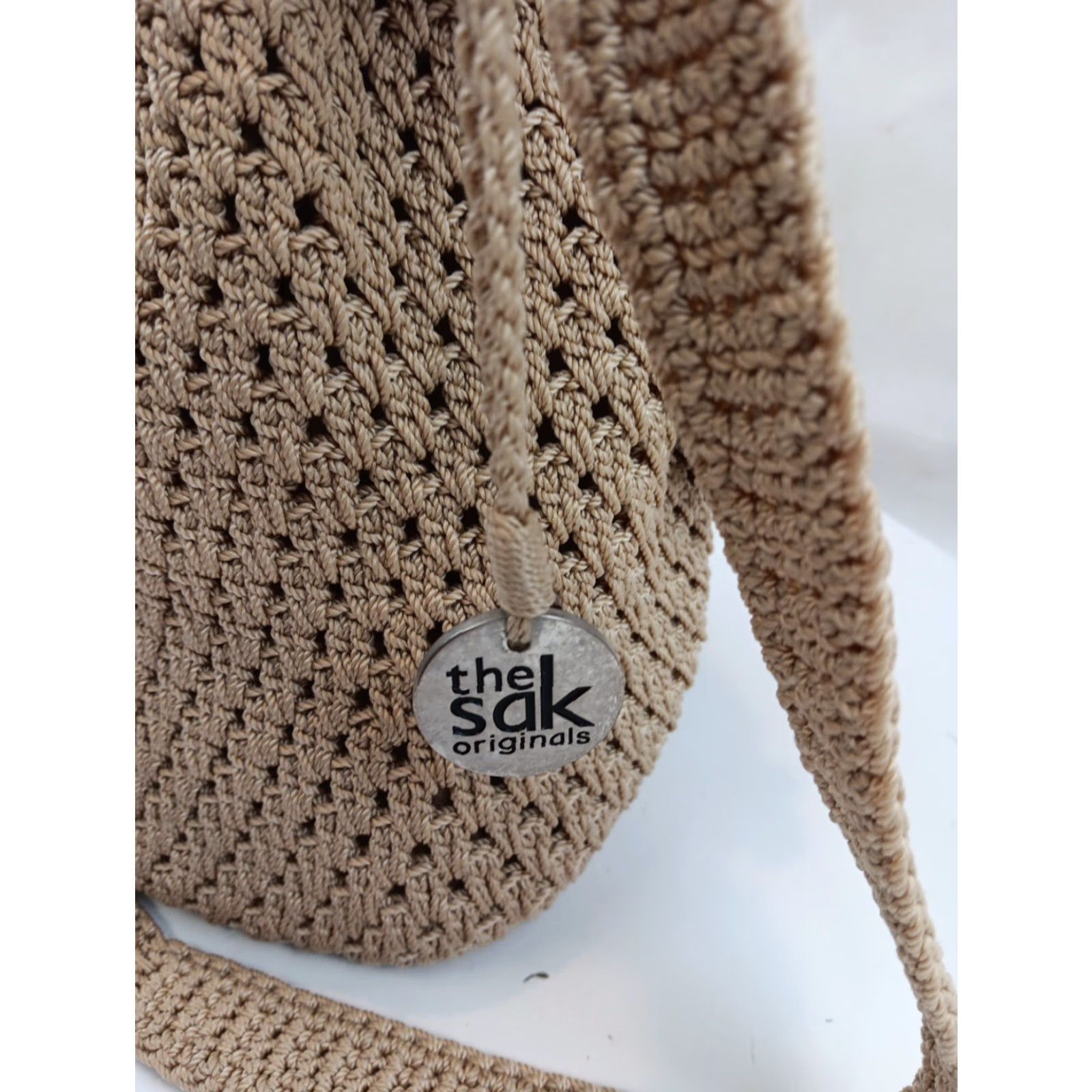 The Sak The Sak Bucket Bag Crochet Purse Crossbody Beige Drawstring LOGO Size ONE SIZE - 7 Thumbnail