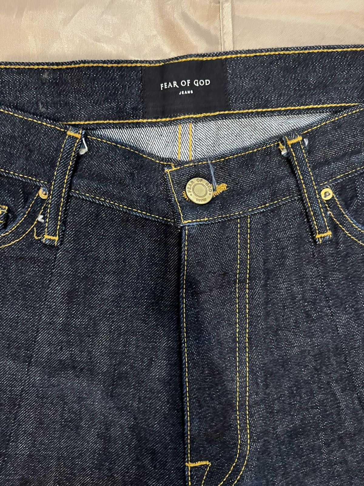 Fear of God Fear of God Navy Blue Denim Zipped Hem Slim Fit size 33 Size US 33 - 2 Thumbnail