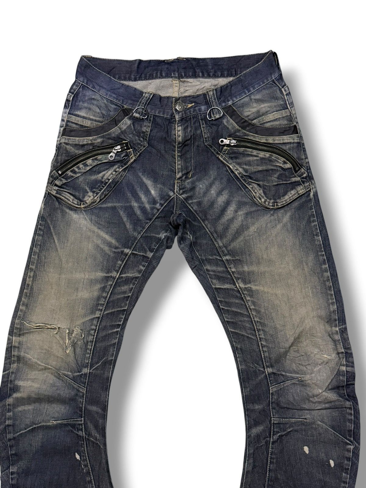 PPFM Vintage PPFM Multi-Zip Distressed Japan Denim Jeans | W30 Size US 30 / EU 46 - 4 Thumbnail