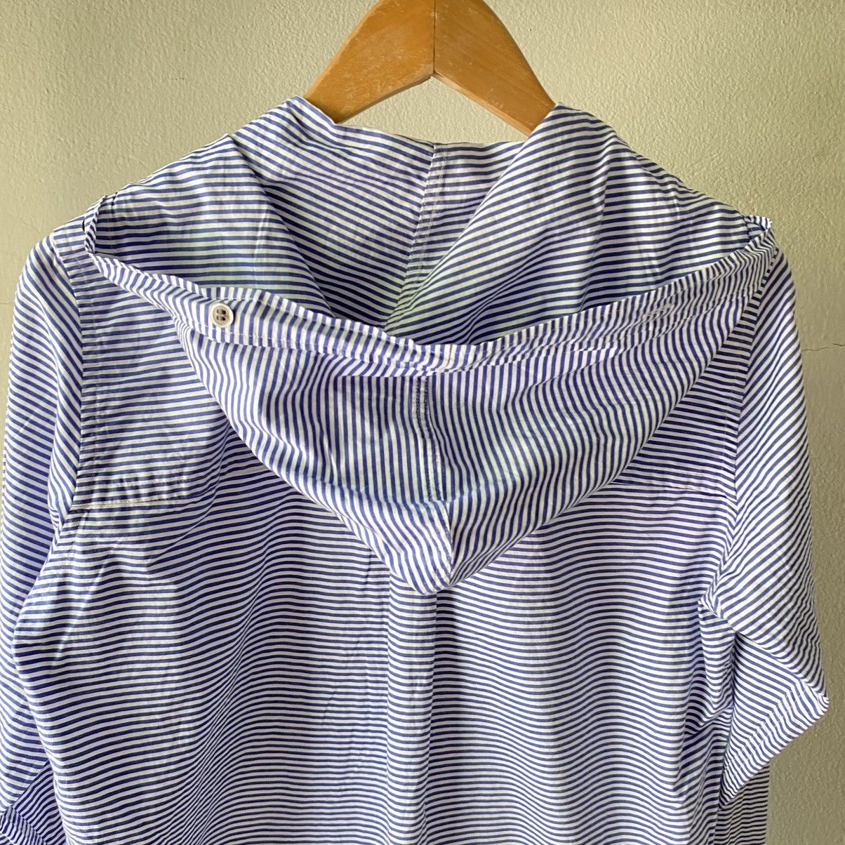 FRAPBOISH Blue Striped Hoodie Sailor Collar Shirt