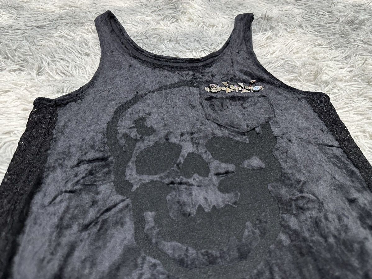Hysteric Glamour 🔥Sick Y2K Maison Glify Skull Velour Mesh Tank Top Stud Punk Size US S / EU 44-46 / 1 - 3 Thumbnail