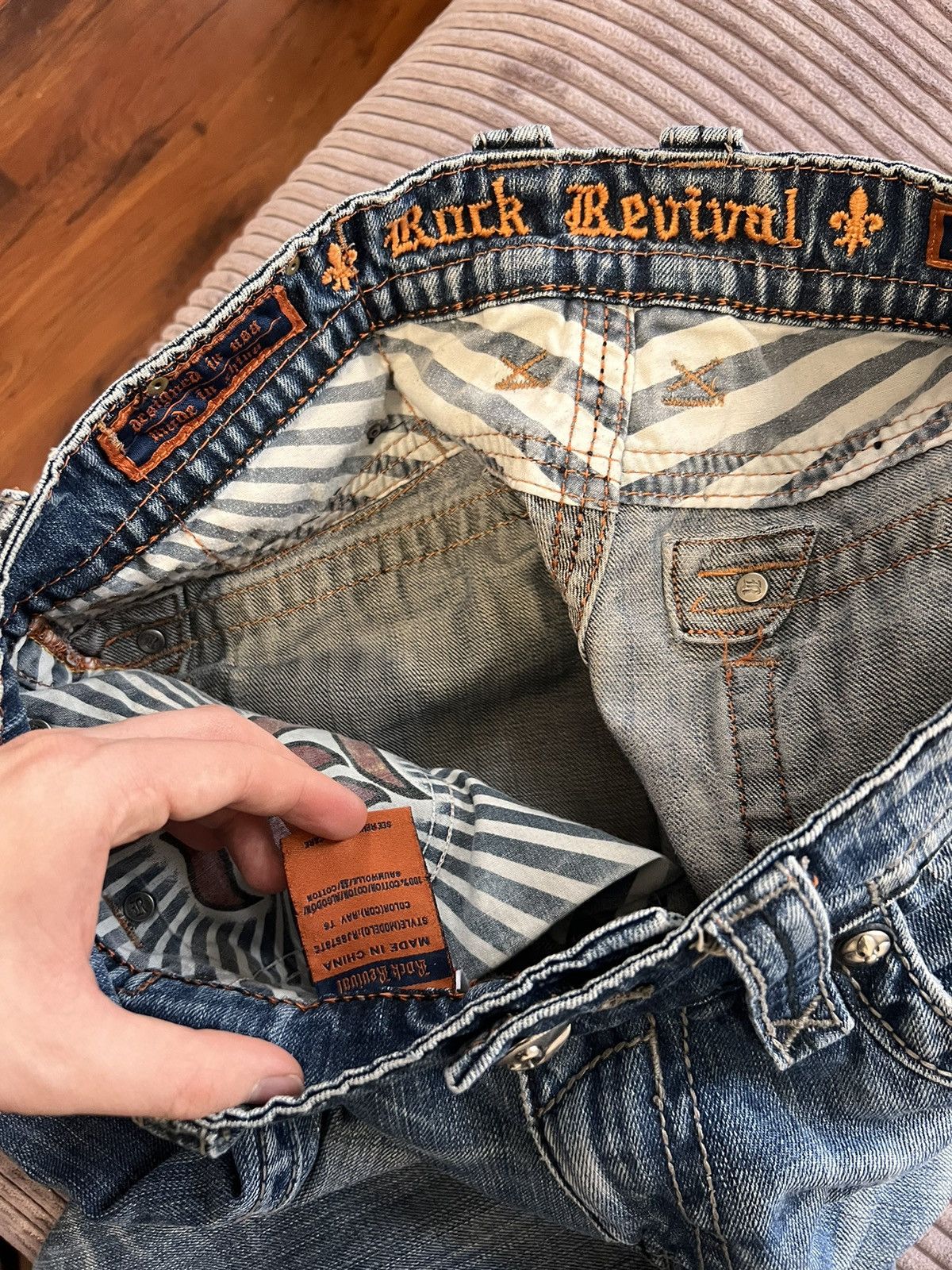 Rock Revival Rare Vintage Rock Revival Drip Denim Jeans Pants USA 32 Size US 32 / EU 48 - 9 Thumbnail