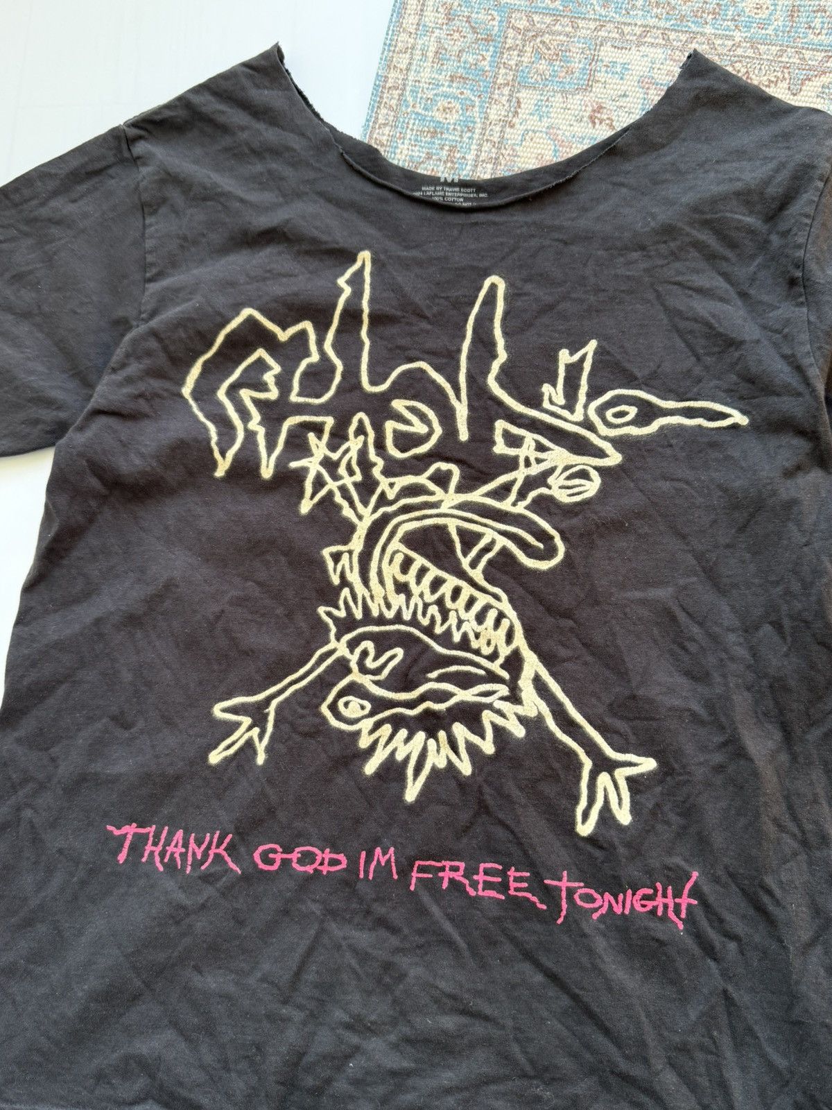 Travis Scott TRAVIS SCOTT GOD I'M FREE TONIGHT EUROPETOUR TEE DISTRESSED Size US M / EU 48-50 / 2 - 5 Thumbnail
