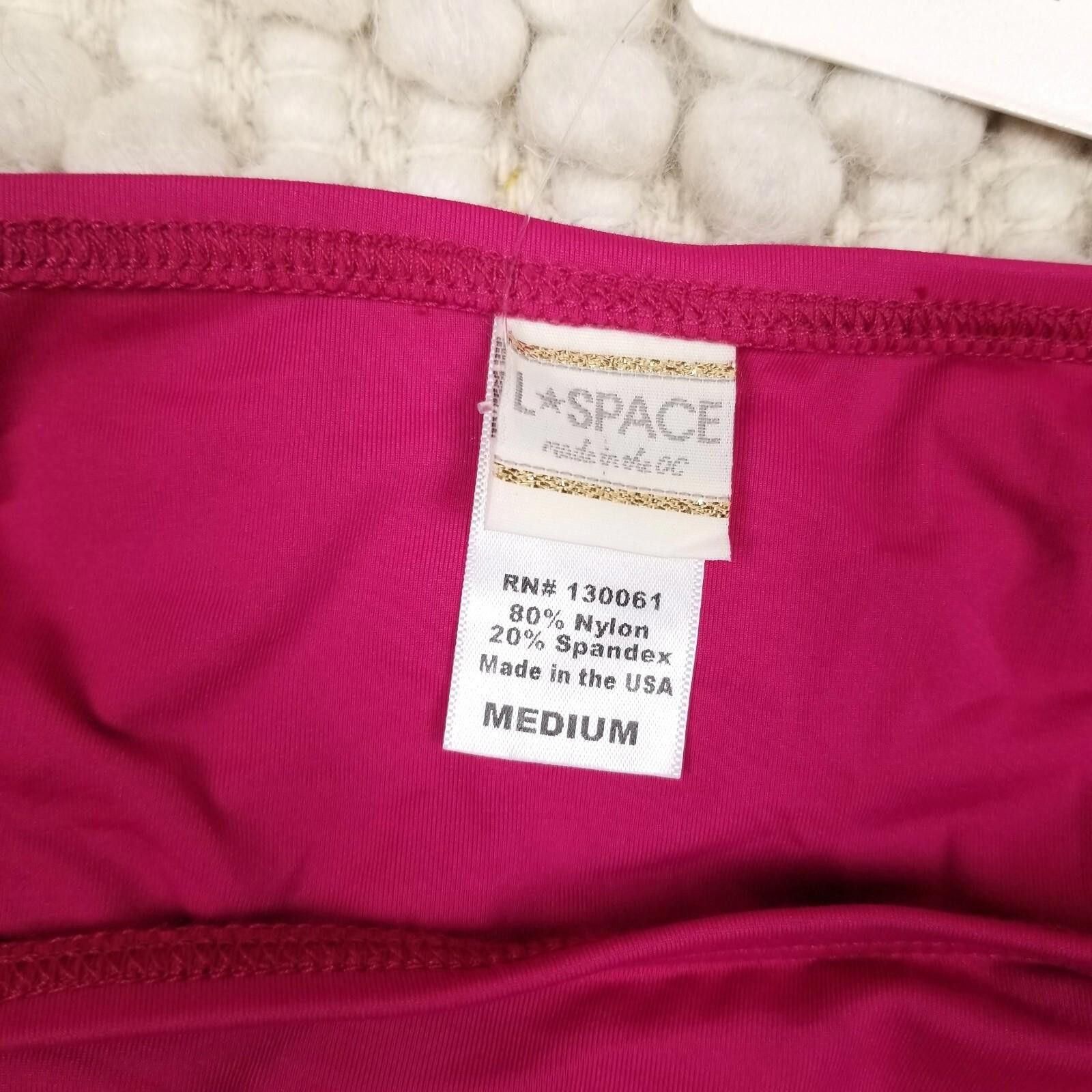 Designer NWT L*Space Bikini Bottoms Fuchsia Pink Sz Medium Size ONE SIZE - 7 Thumbnail