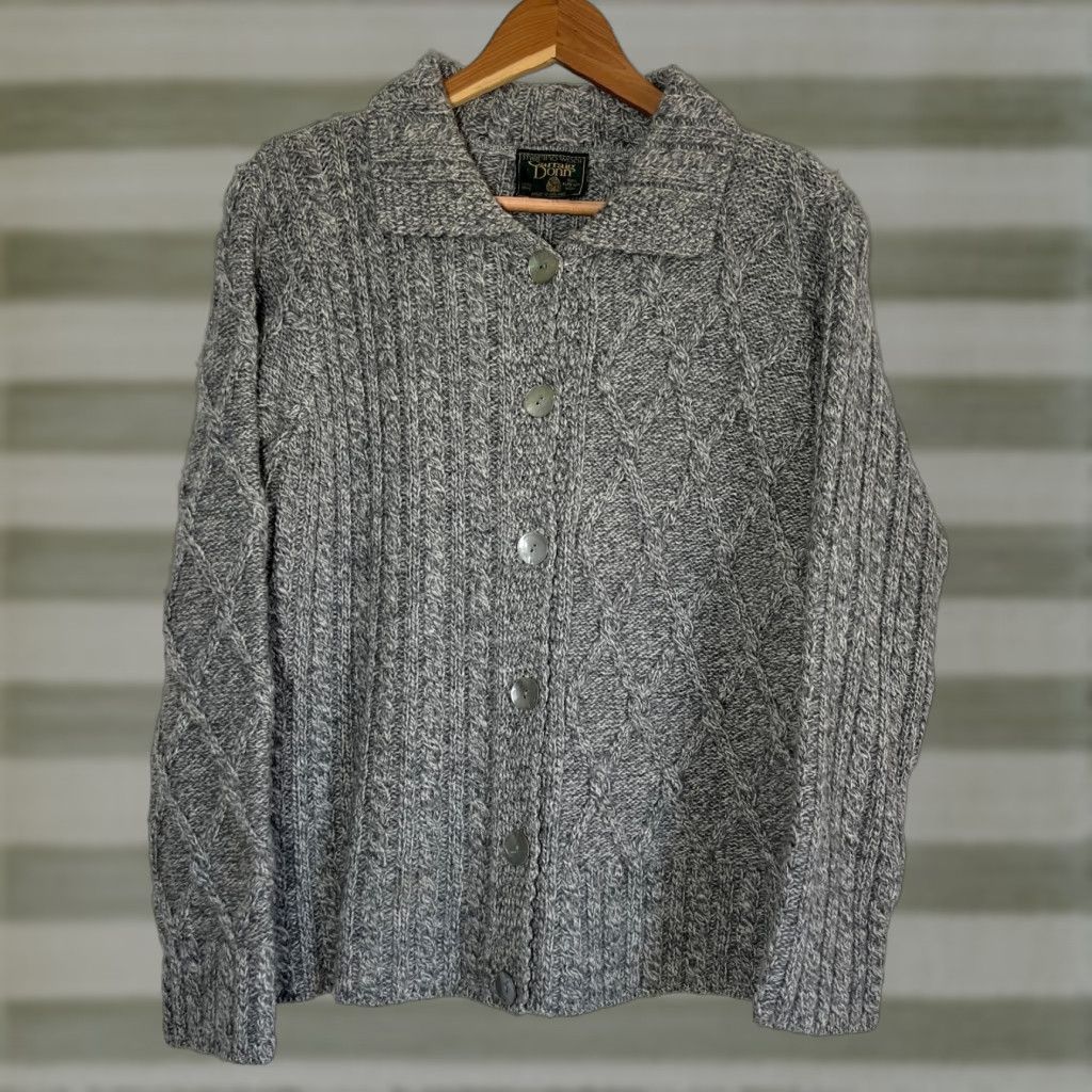 Vintage Carraig Donn Women’s Merino Wool Cardigan Sweater Gray M Knit Cardigan Vintage / Classic Women Mens Girls Boys Size M / US 6-8 / IT 42-44 - 1 Thumbnail