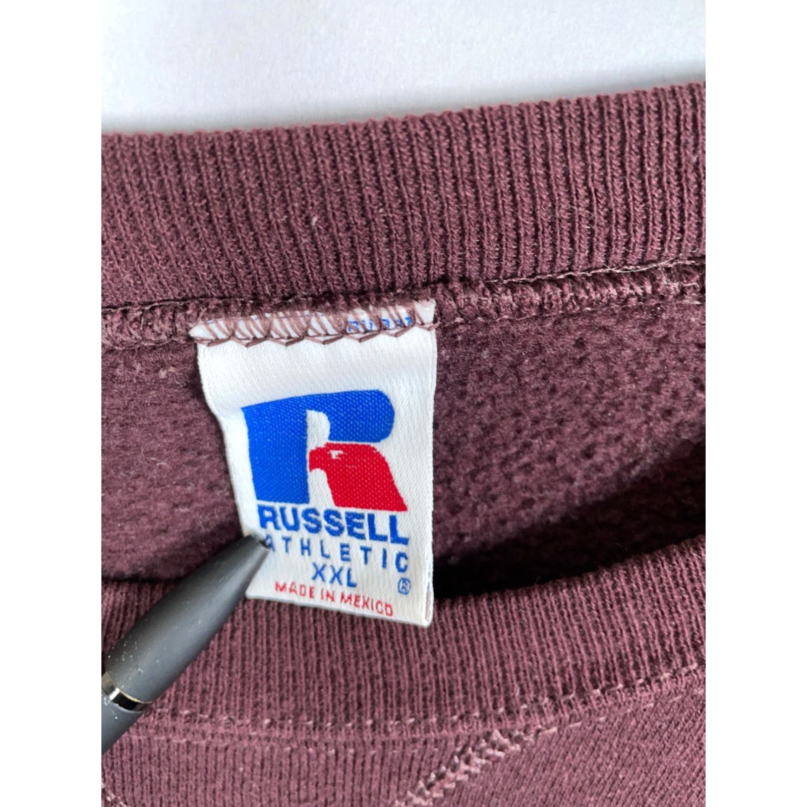 Russell Athletic VINTAGE Russell Athletic Sweatshirt Shirt Adult 2XL Dark Red Solid Crewneck 90s Retro Mens Size US XXL / EU 58 / 5 - 4 Thumbnail