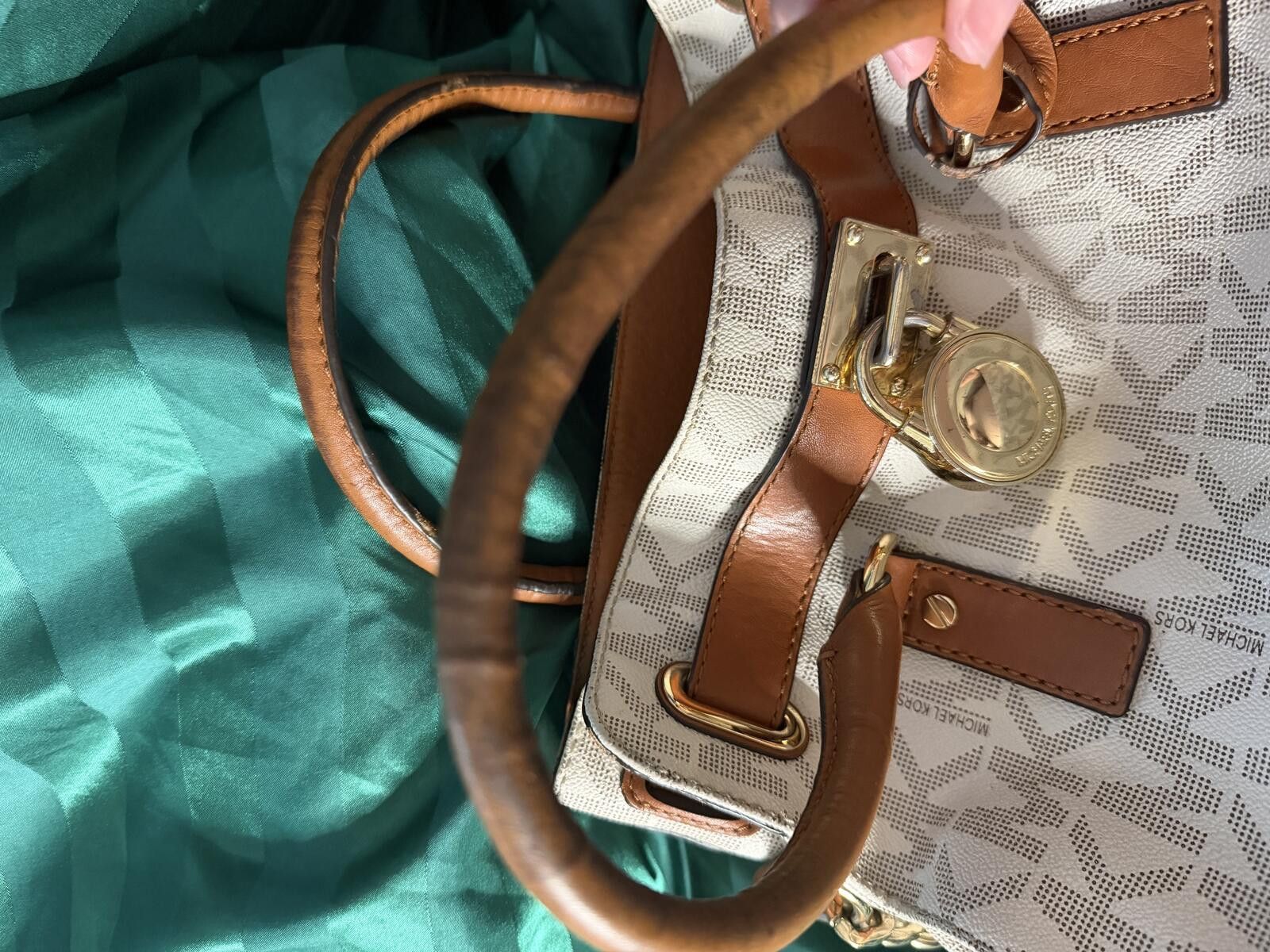 Michael Kors Michael Kors Signature MK Logo Tan Leather Tote Bag Size ONE SIZE - 6 Thumbnail