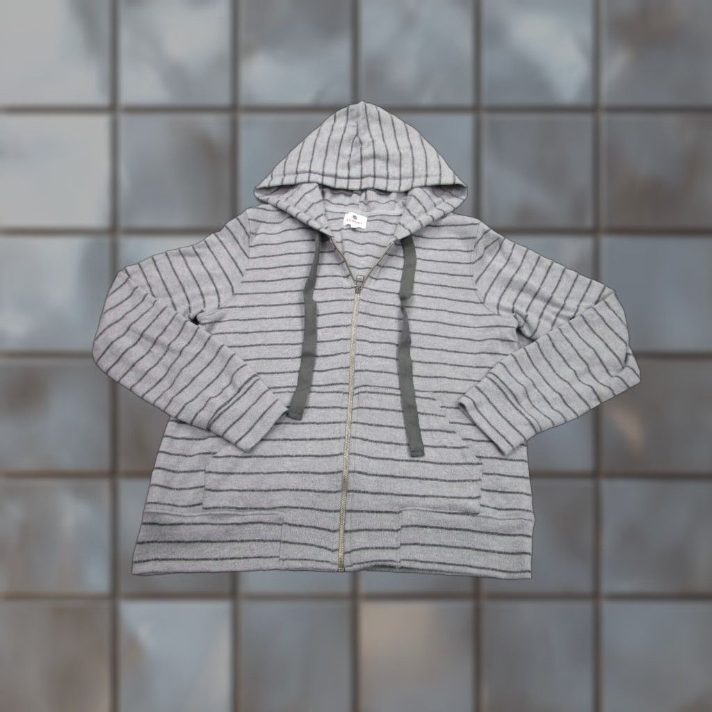 Sundry Sundry Sundry Brand Sundry Gray Striped Zip Hoodie Sweatshirt Fleece Polyester Blend Wool? No. Size M / US 6-8 / IT 42-44 - 1 Thumbnail