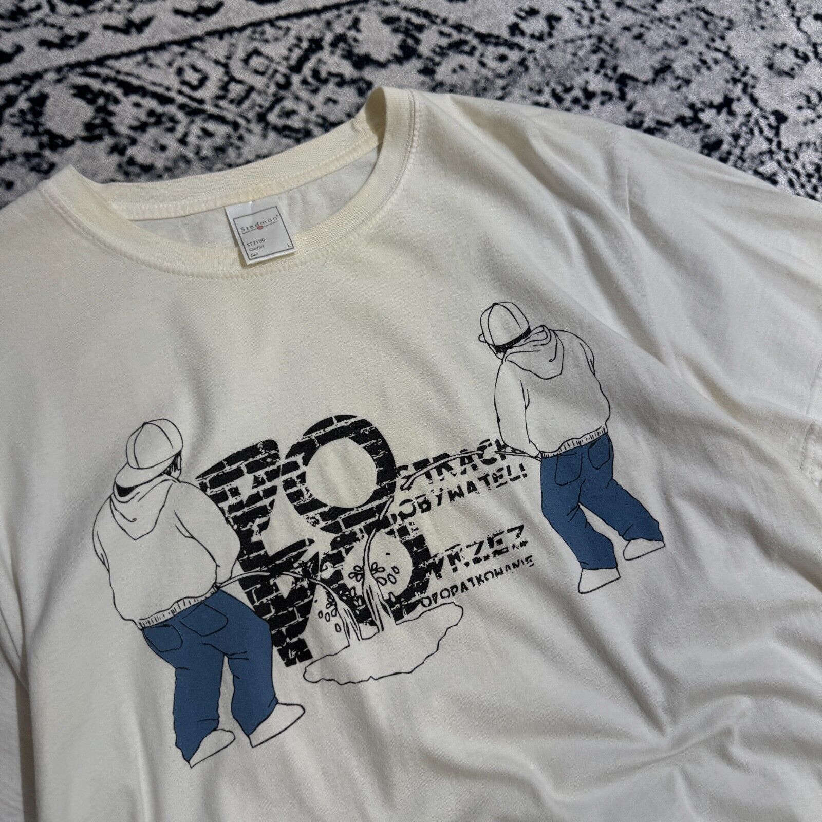 Vintage Vintage Stedman White Cotton T-Shirt Size L Graffiti Size US L / EU 52-54 / 3 - 4 Thumbnail
