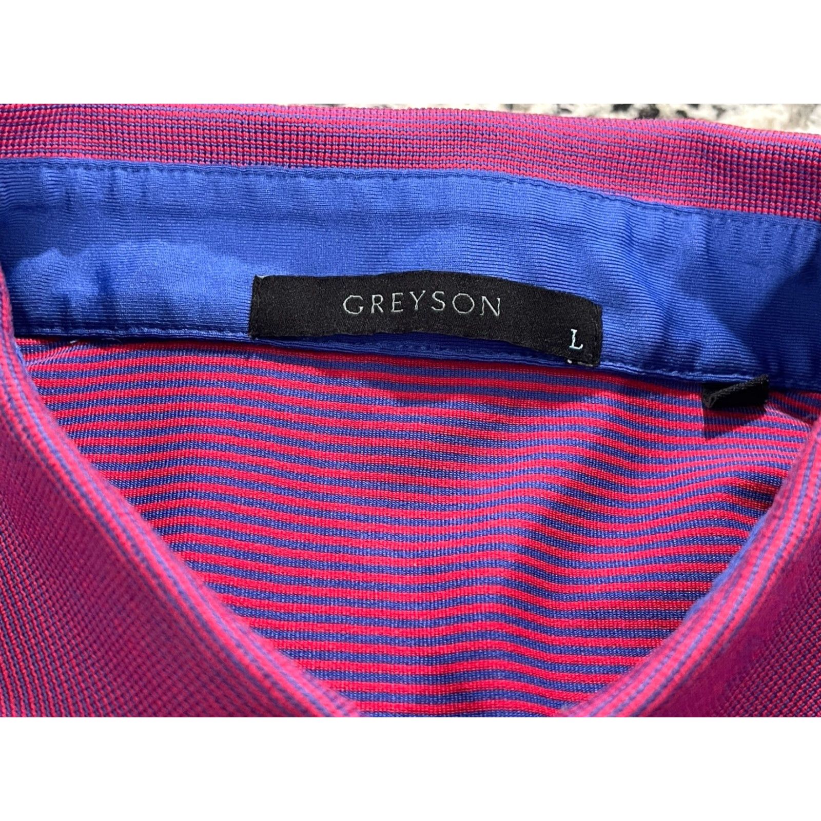 Vintage Greyson Polo Mens Large Golf Pink Stripes Short Sleeve Size US L / EU 52-54 / 3 - 3 Thumbnail