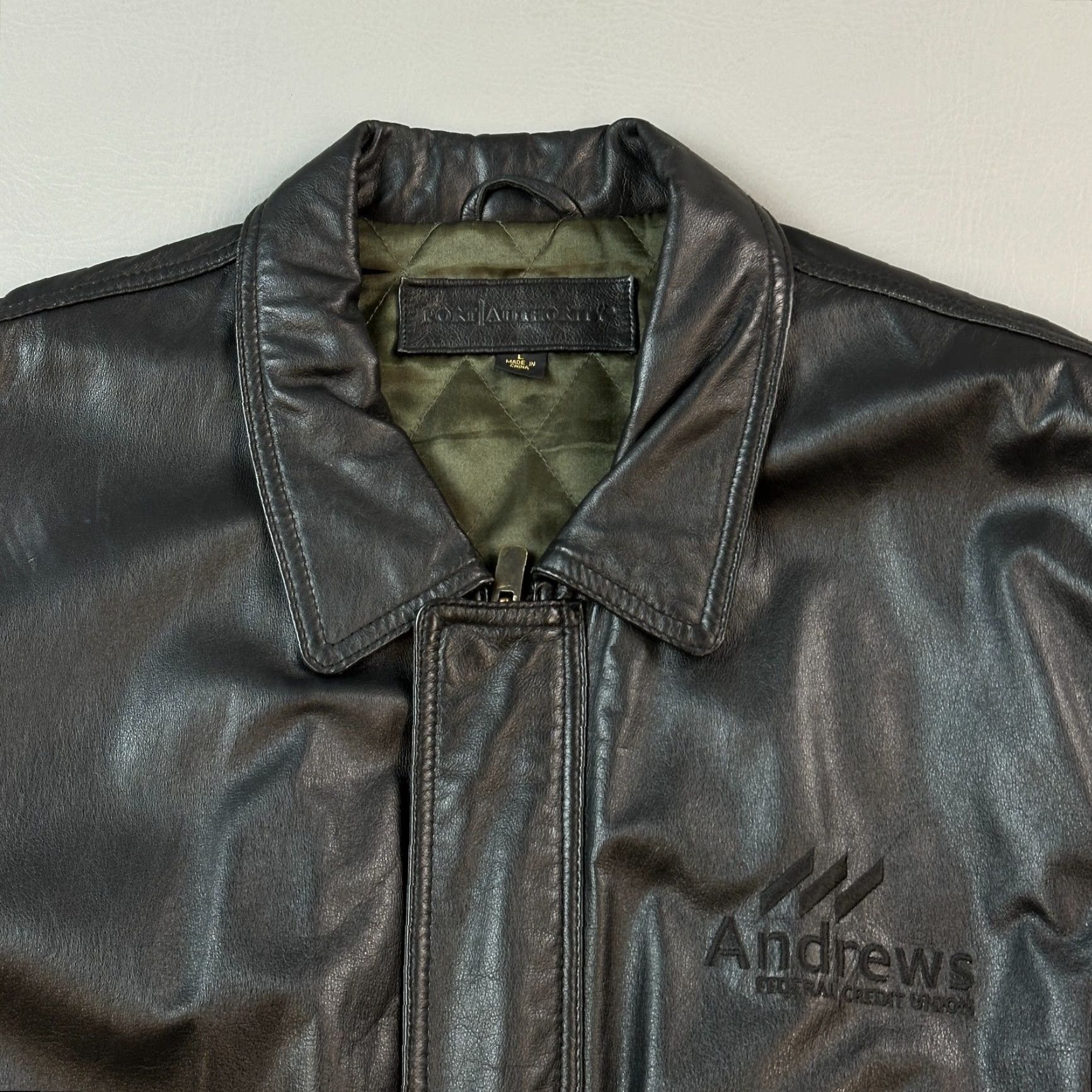 Port Authority VINTAGE Port Authority Jacket Mens L Black Leather Quilt Lined Bomber Size US L / EU 52-54 / 3 - 4 Thumbnail