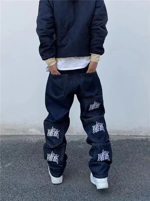Japanese Brand VIBE Street Embroidered Lettering Multi-Pocket Hip Hop Jeans Size US 32 / EU 48 - 6 Thumbnail