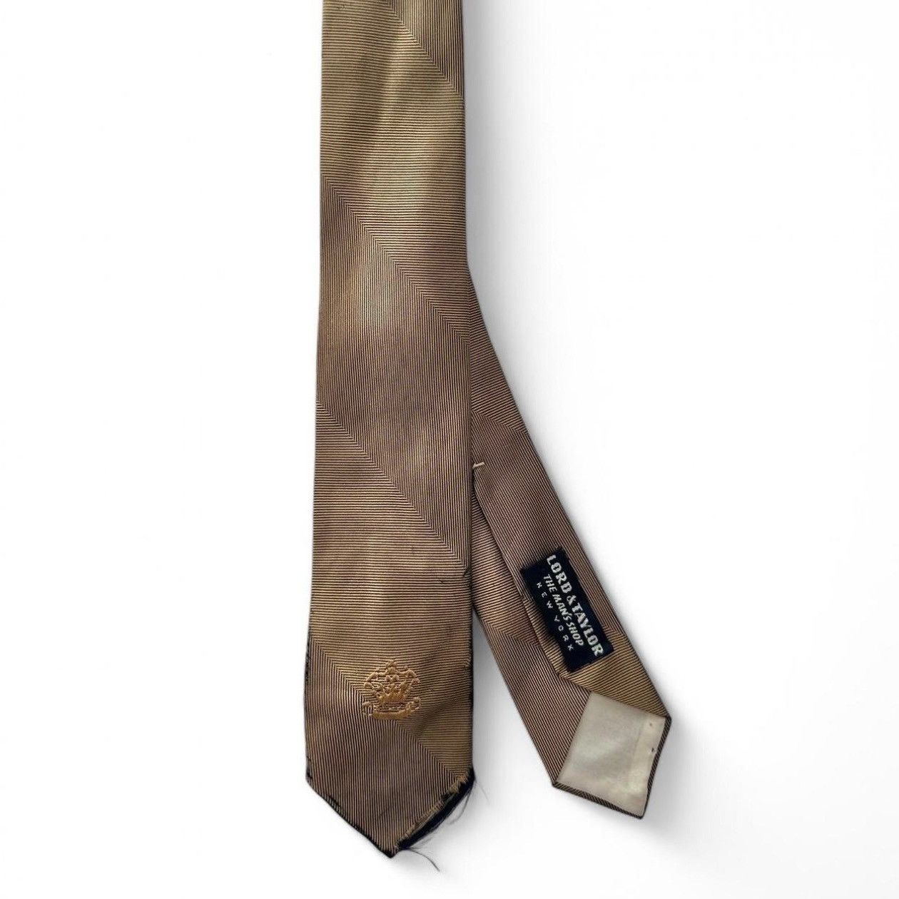 Lord & Taylor Vintage Lord & Taylor’s Gold/Black Micro-Stripe Silk Tie Size ONE SIZE - 1 Thumbnail