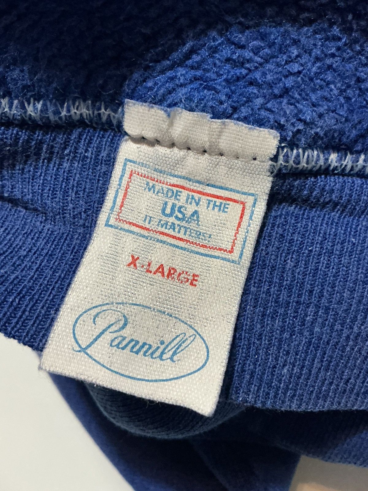 Vintage Vintage 80s Pannill Made In USA Blue Blank 50/50 Hoodie Size US XL / EU 56 / 4 - 5 Thumbnail