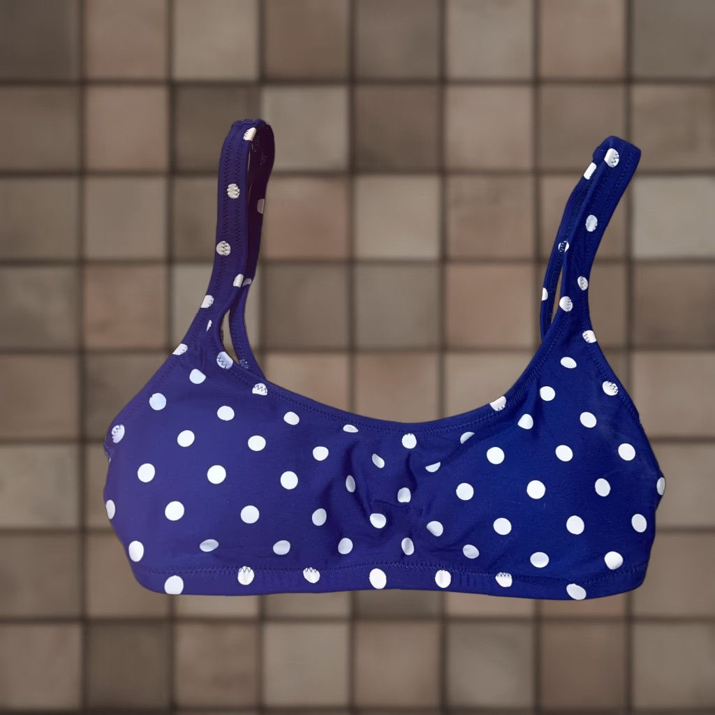 J.Crew J.CREW Women XS Blue Polka Dot Sports Swim Bikini Top W/ White Dots Polka Size XS / US 0-2 / IT 36-38 - 1 Thumbnail