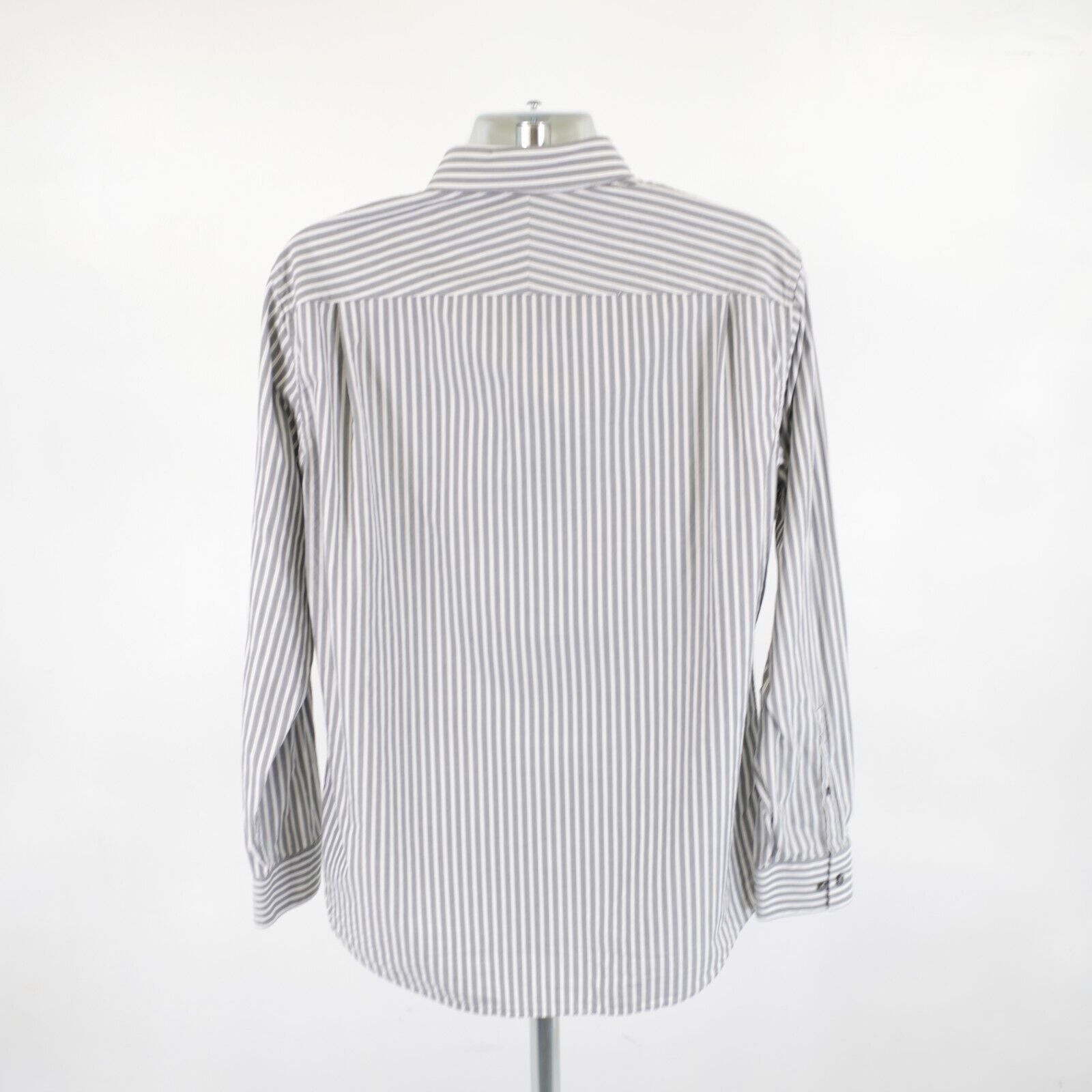 Apt. 9 Apt. 9 Superfine 80% Cotton Gray White Striped Large Collare Size US L / EU 52-54 / 3 - 6 Thumbnail