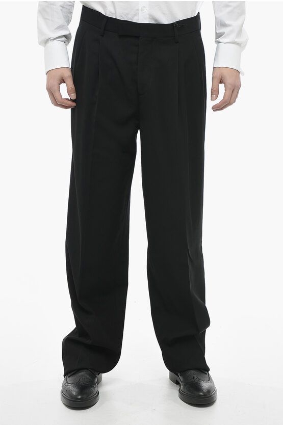 og1mm0524 Pleated Waisted Pants in Black