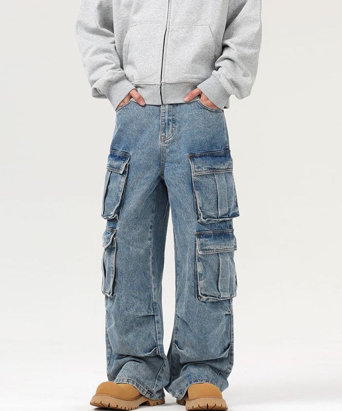 Vintage American retro cargo multi-pocket men's baggy jeans Size US 32 / EU 48 - 1 Thumbnail
