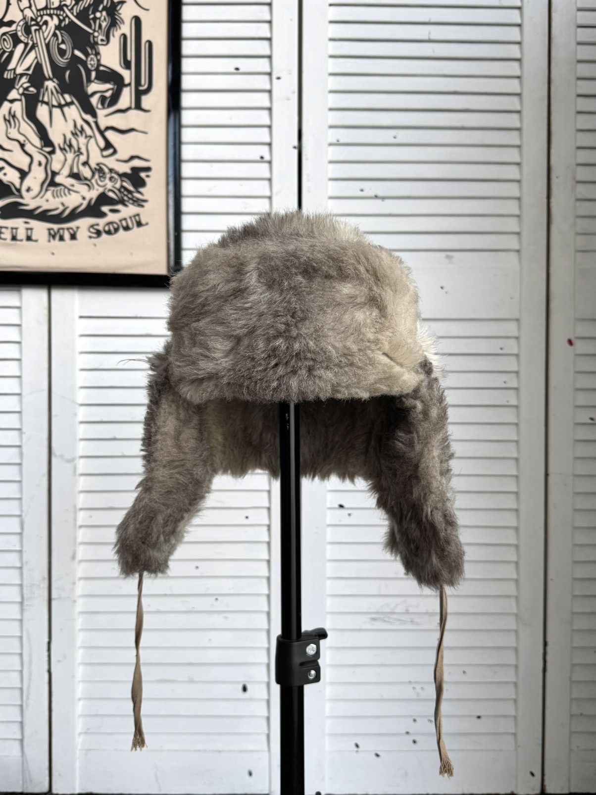 Vintage Vintage Faux Fur Ushanka Trapper Hat Gray Soviet Style 80s Size ONE SIZE - 3 Thumbnail