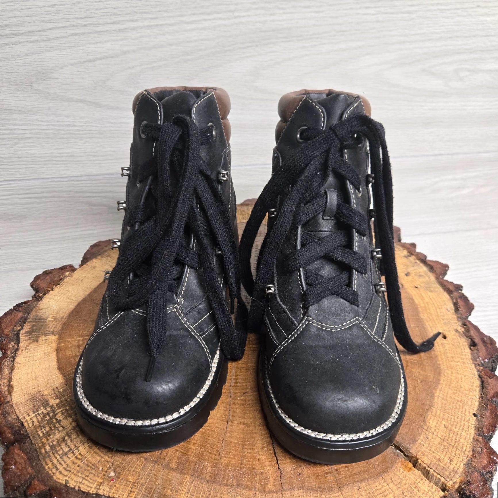 Vintage VINTAGE Lower East Side Boots Black Lace Up Chunky Combat 90s Y2K Women 7 Size US 7 / IT 37 - 3 Thumbnail
