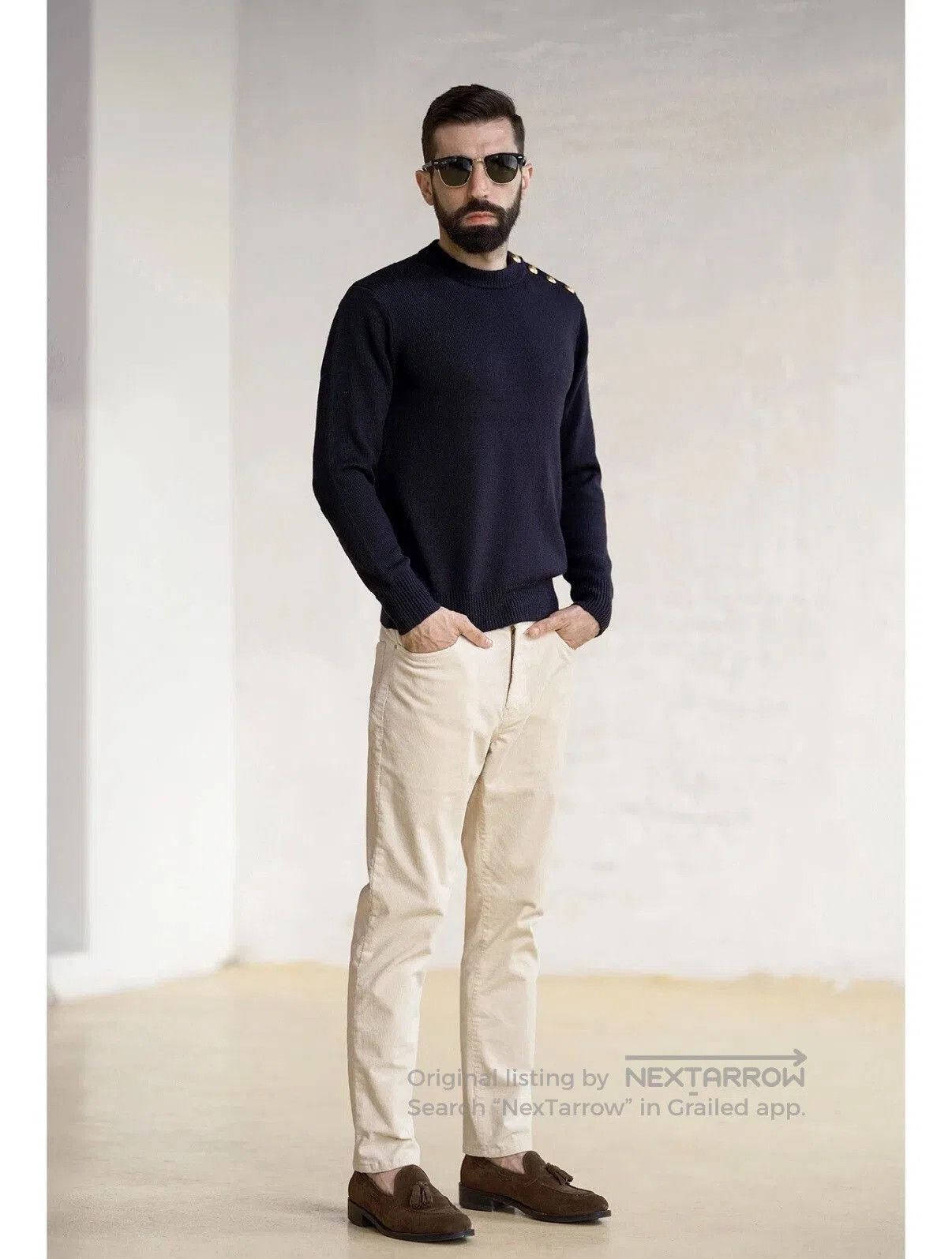 Saint Laurent Paris Saint Laurent Navy Wool Knit Sweater. Size US L / EU 52-54 / 3 - 6 Thumbnail