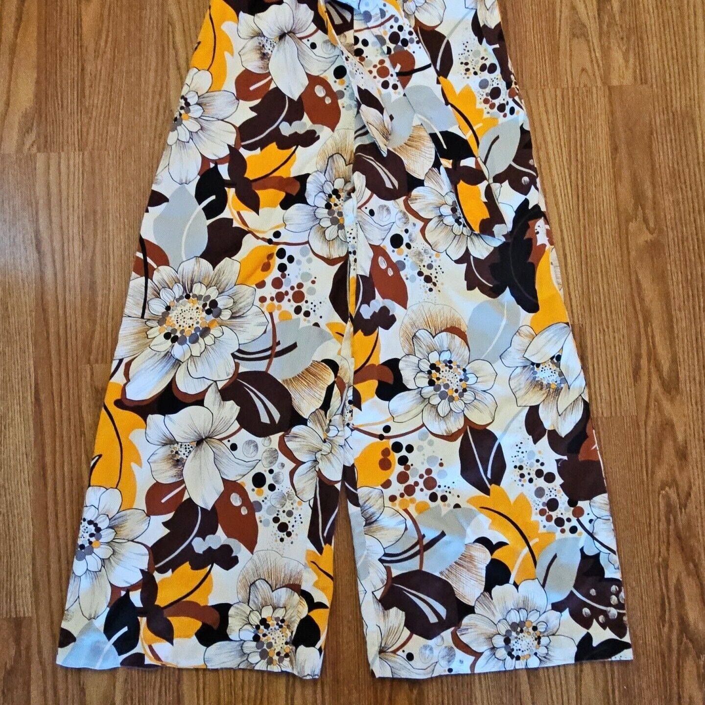 JCPenney × Vintage Vintage Polynesian Romper Floral Jumpsuit Belted Wide Leg Pa Size M / US 6-8 / IT 42-44 - 5 Thumbnail