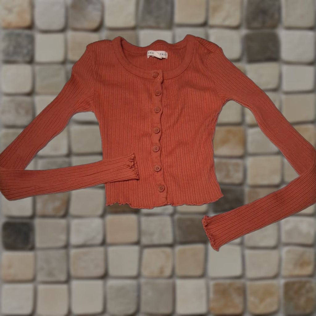 Aeropostale Aeropostale Shirt XS Sienna Crop Top Ribbed Henley Long Sleeve Bella Swan Y2K Womens Size XS / US 0-2 / IT 36-38 - 1 Thumbnail