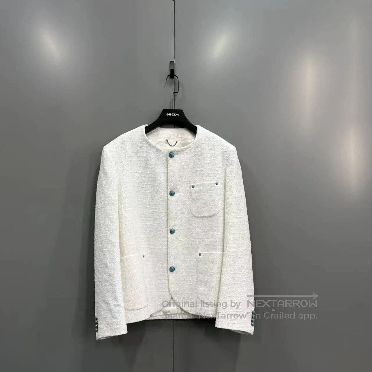 Louis Vuitton louis vuitton white turquoise button jacket. Size L / US 10 / IT 46 - 1 Thumbnail