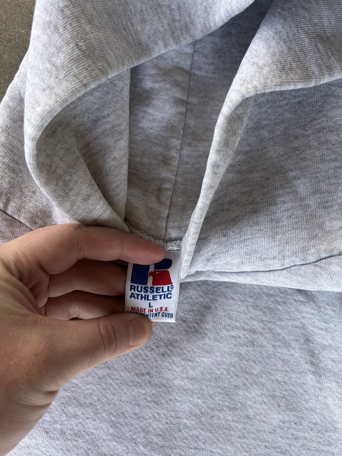 Russell Athletic × Vintage Vintage 90’s Russell Heather Grey Essential Sweater Hoodie Size US L / EU 52-54 / 3 - 2 Thumbnail