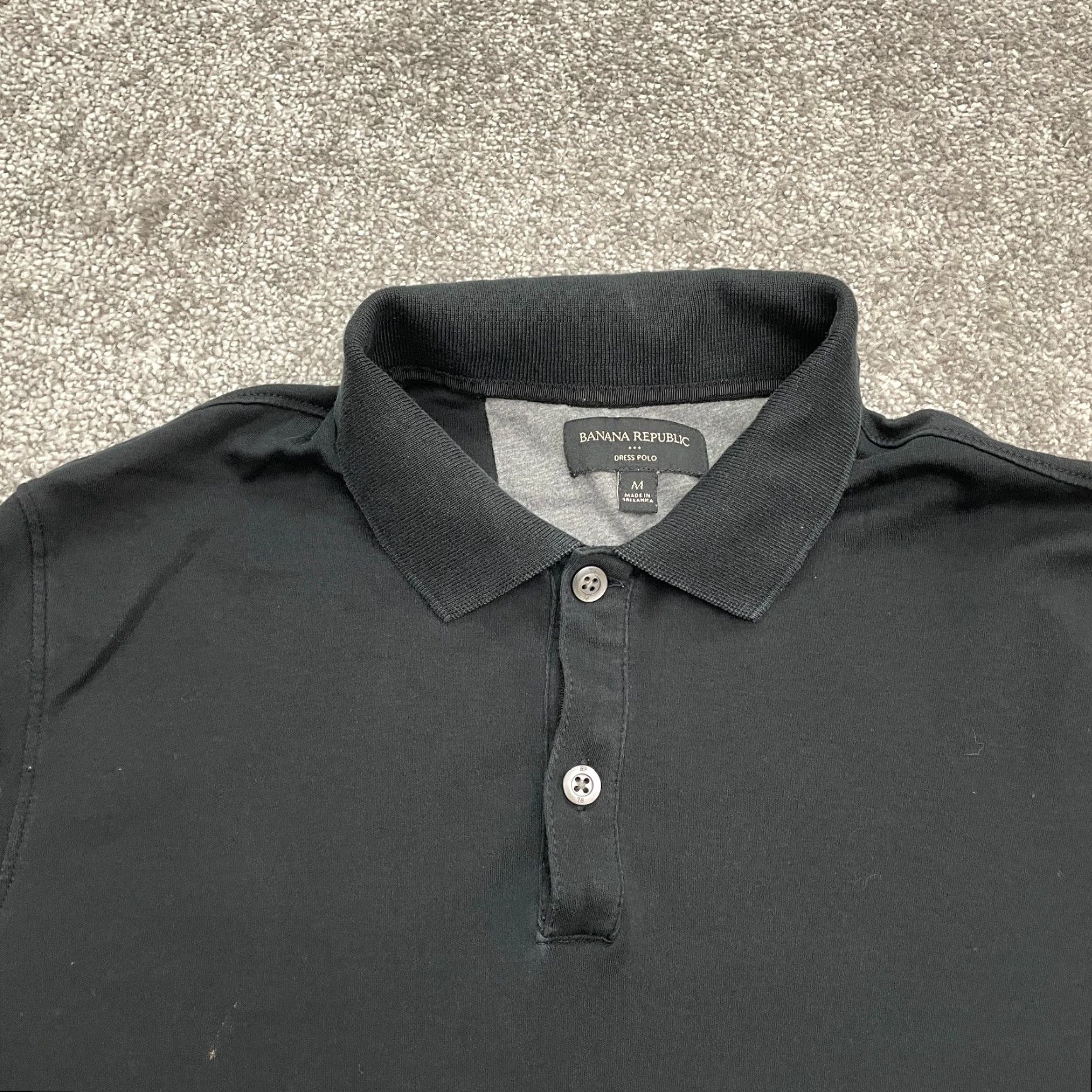 Banana Republic Banana Republic Polo Shirt Mens Medium Black Short Sleeve Collared Cotton Activewear Classic Preppy Size 40R - 3 Thumbnail