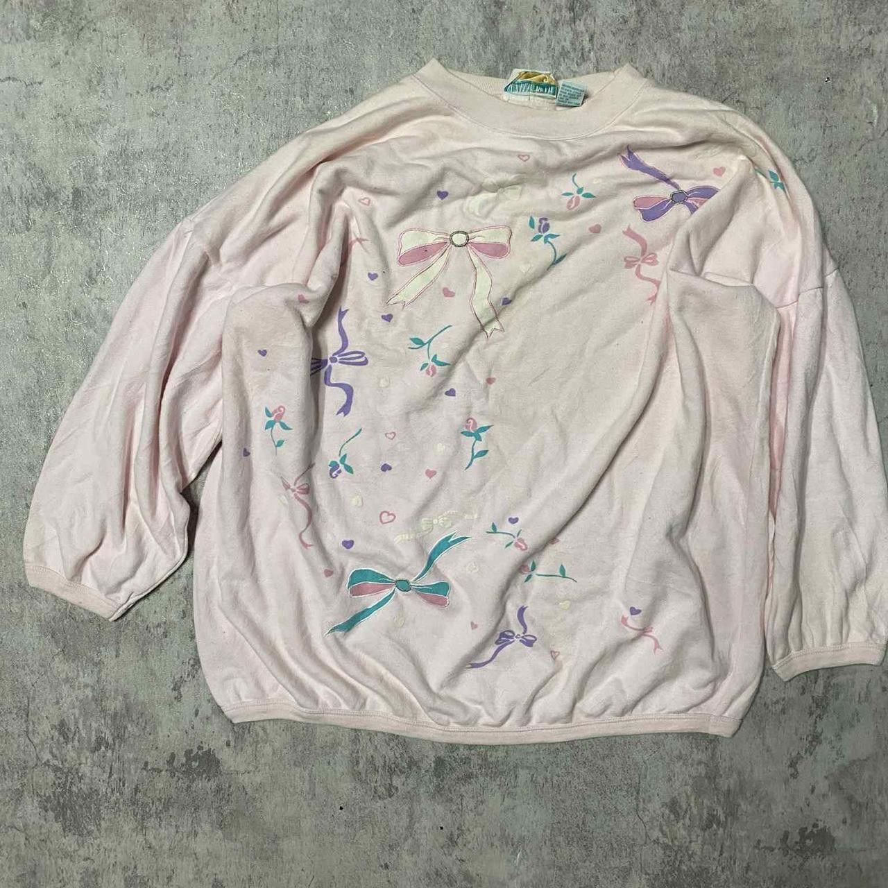 Other Pastel pink and purple floral bow design sweatshirt Size US M / EU 48-50 / 2 - 1 Thumbnail