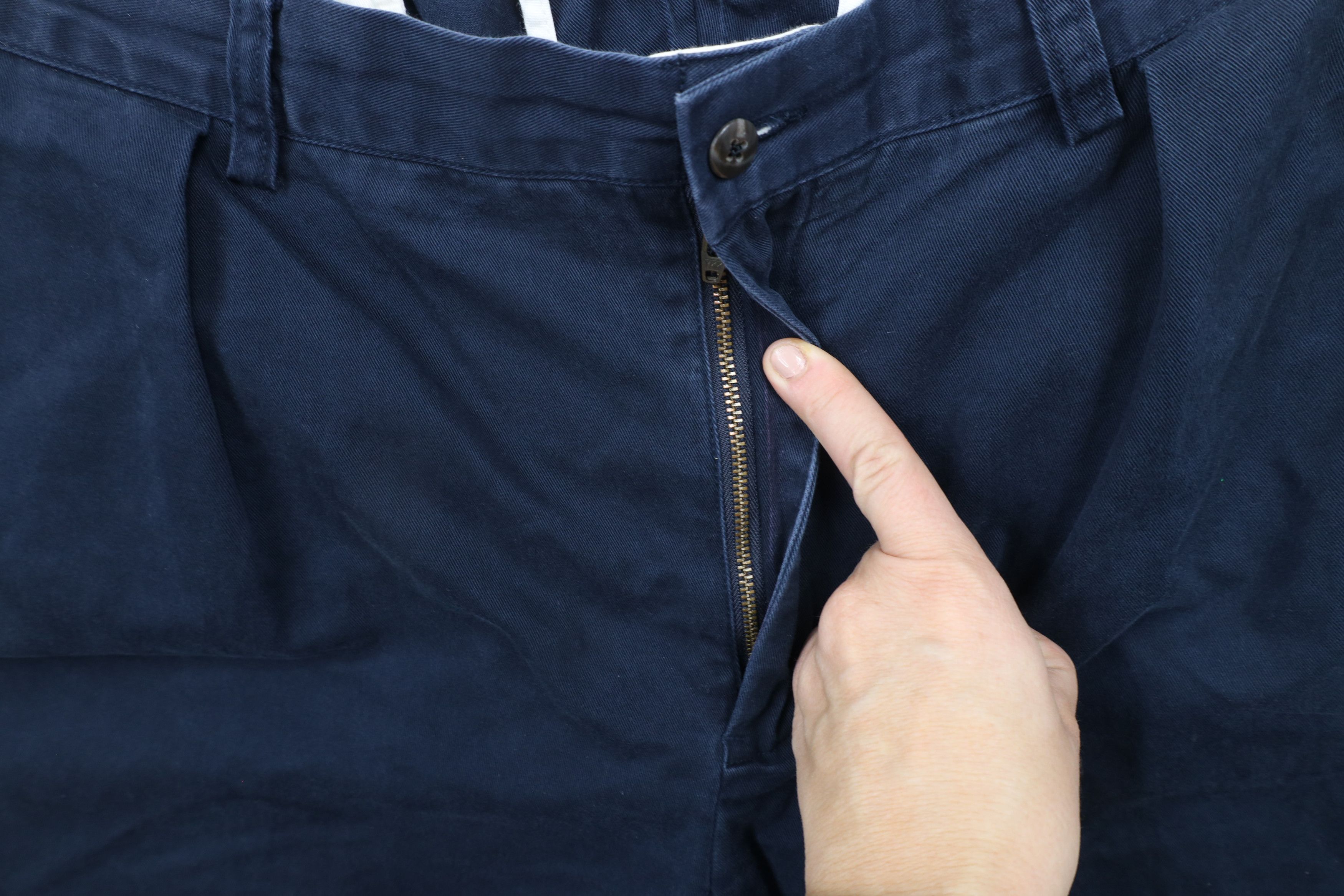 Ralph Lauren × Vintage Vintage 90s Ralph Lauren Wide Leg Chino Pants Navy Blue Size US 38 / EU 54 - 7 Thumbnail