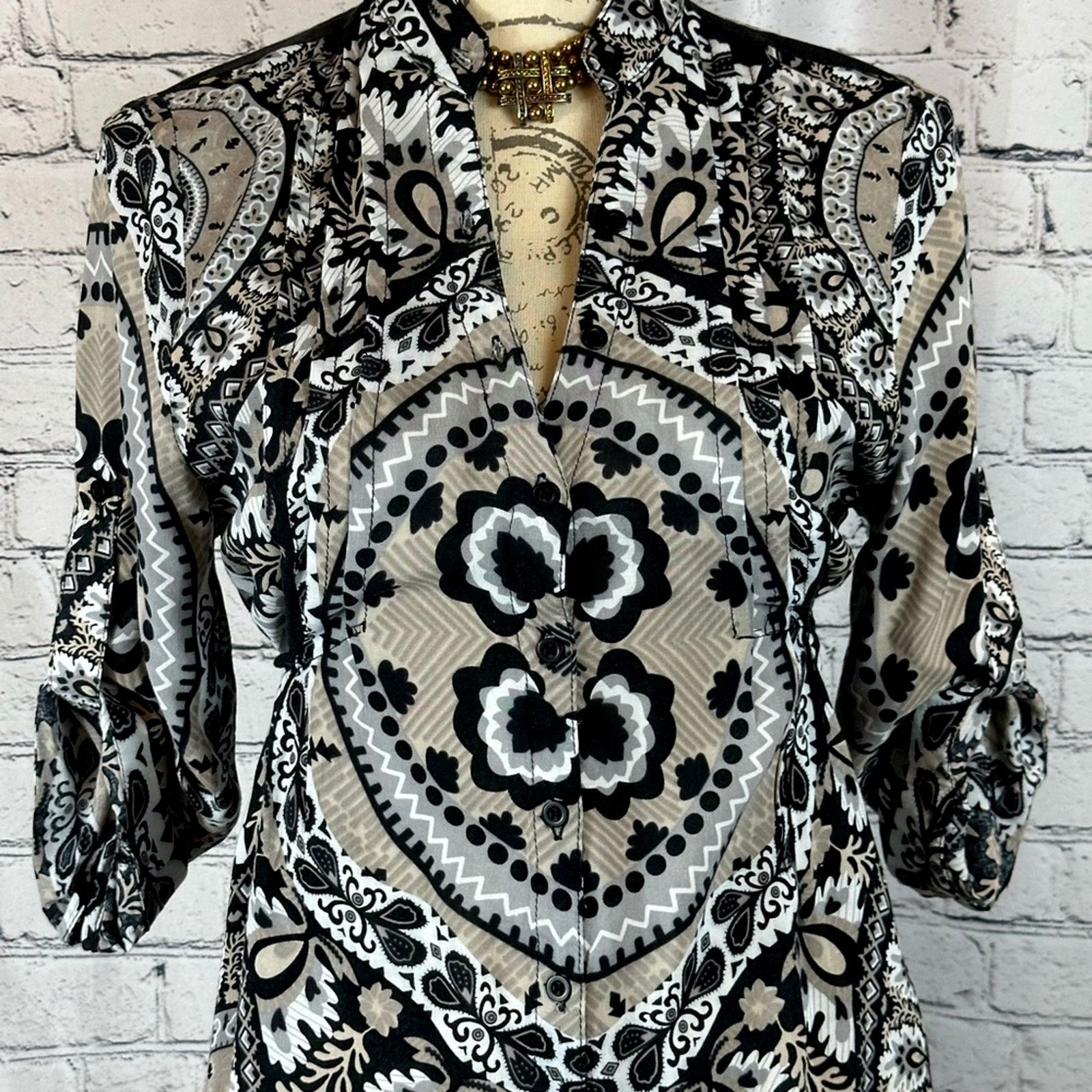 Other Paisley Shirt/Dress Chinese Collar Ties Under Bust Brown L Size L / US 10 / IT 46 - 4 Thumbnail