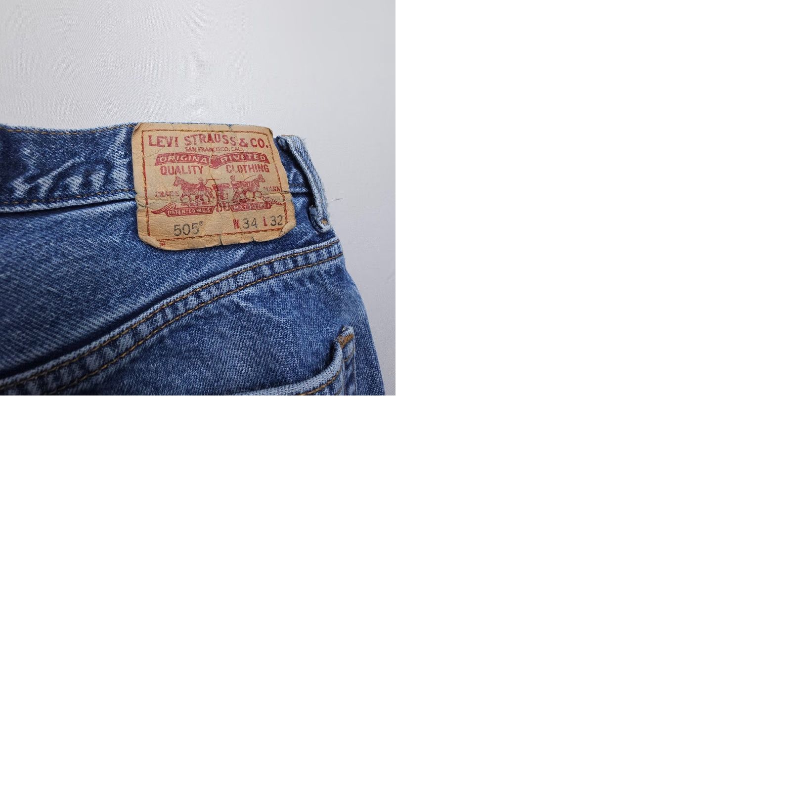 Levi's Levi's Jeans 505 Straight Leg Mens 34 x 30 Inseam Distressed Denim Blue 5-Pocket Regular Fit Vintage: No Size US 34 / EU 50 - 9 Thumbnail
