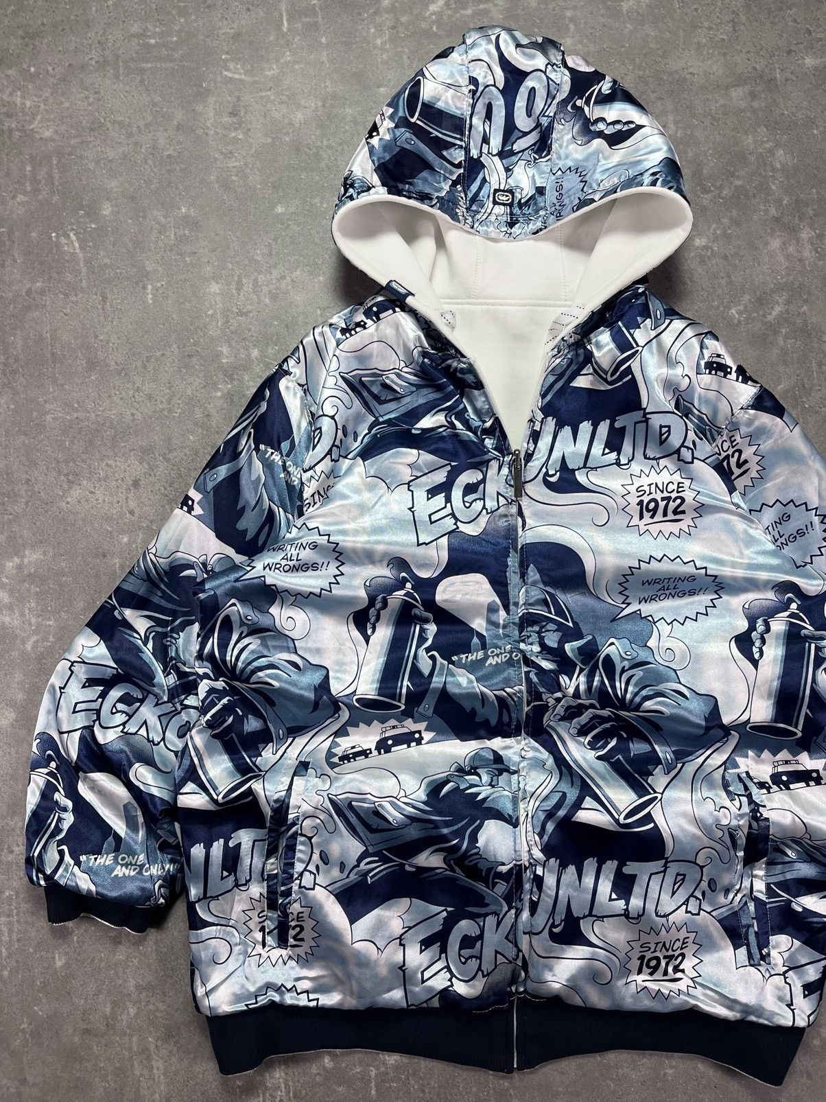 Ecko Unltd. 00s Ecko Unltd. Reversible AOP Printed Baggy Zip Hoodie XXL Size US XXL / EU 58 / 5 - 16 Thumbnail