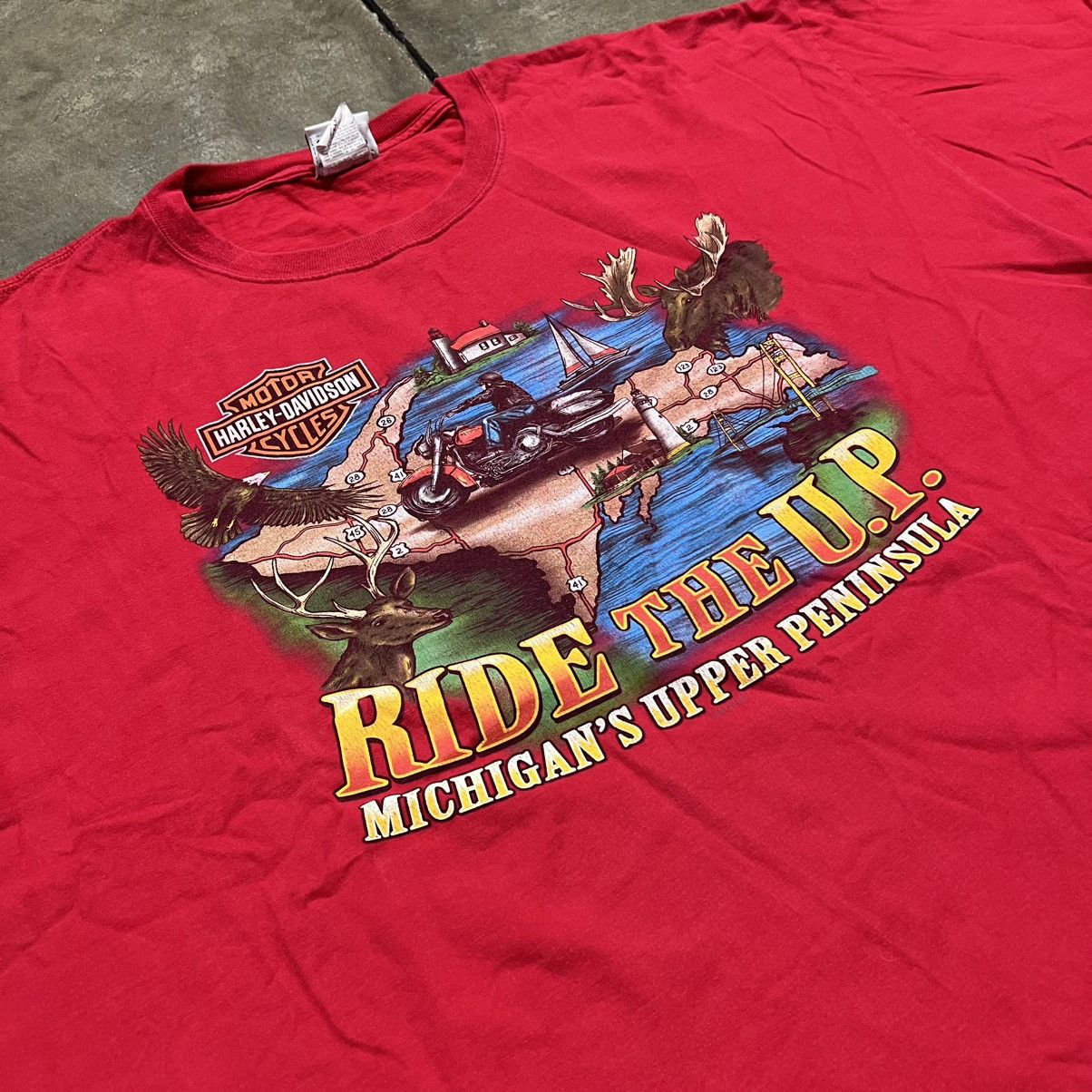 Harley Davidson Vintage Harley Davidson Michigan Motorcycle Biker Tee Eagle Size US XXL / EU 58 / 5 - 3 Thumbnail