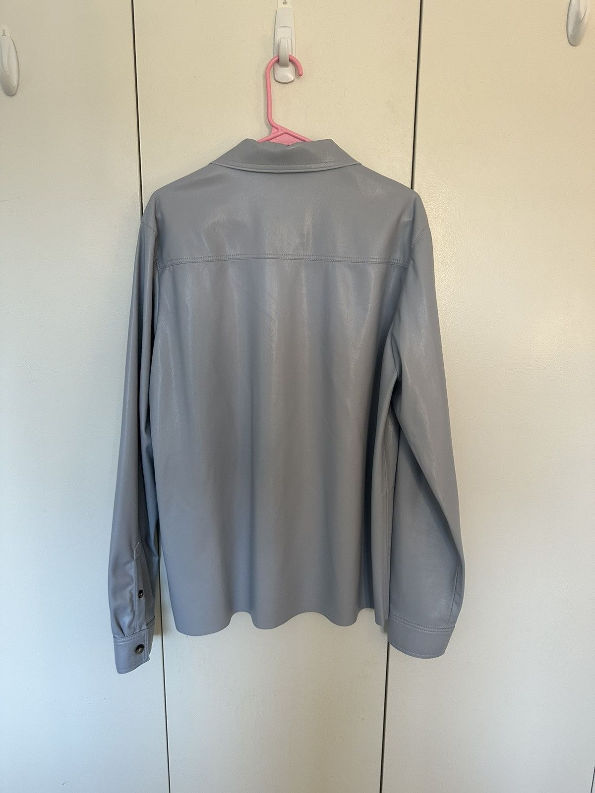 Nanushka Pastel Blue Vegan Leather Shirt Size US M / EU 48-50 / 2 - 3 Thumbnail