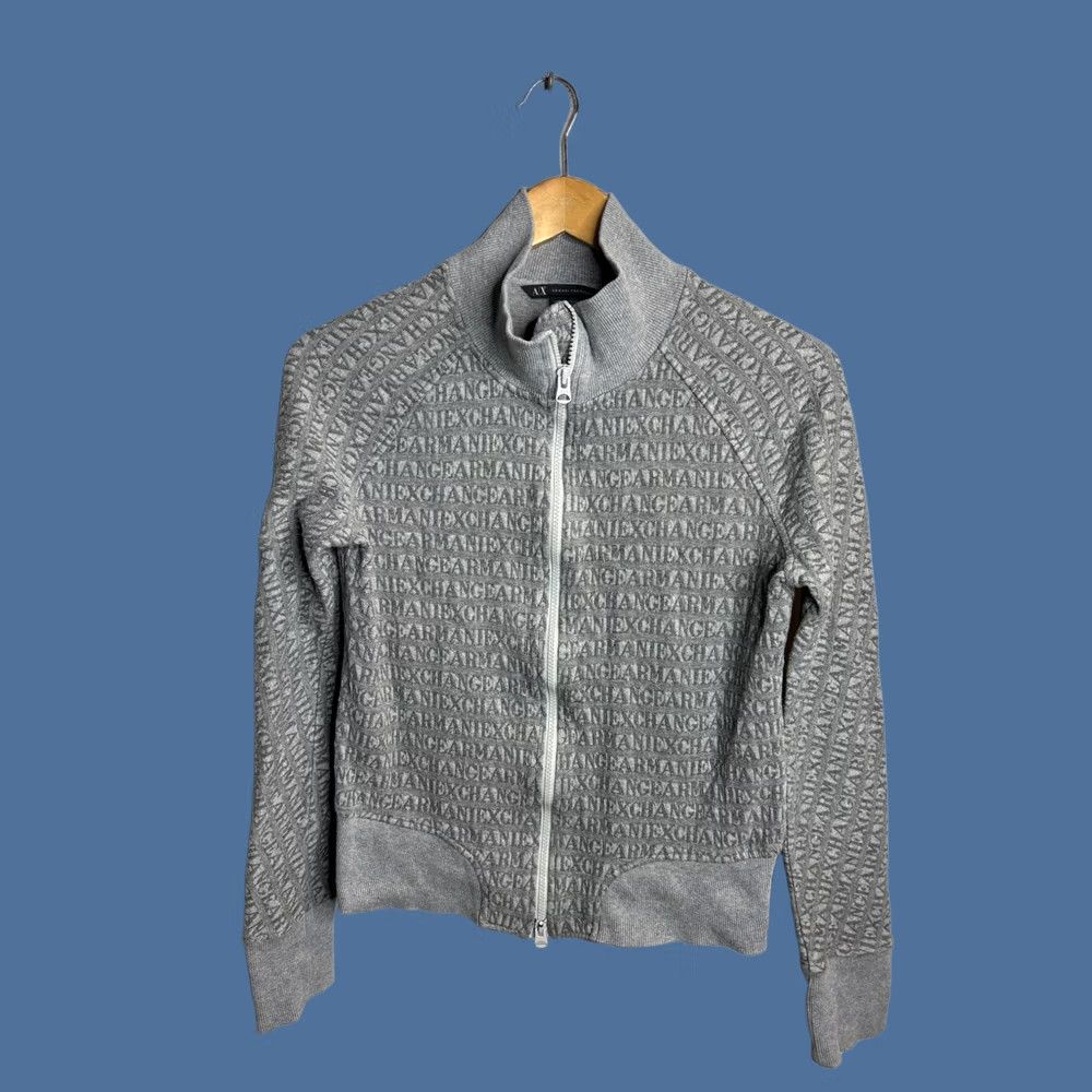 Armani Exchange Armani Exchange Sweater Womens Small Gray Full Zip Monogram Logo Stand Collar Size S / US 4 / IT 40 - 1 Thumbnail
