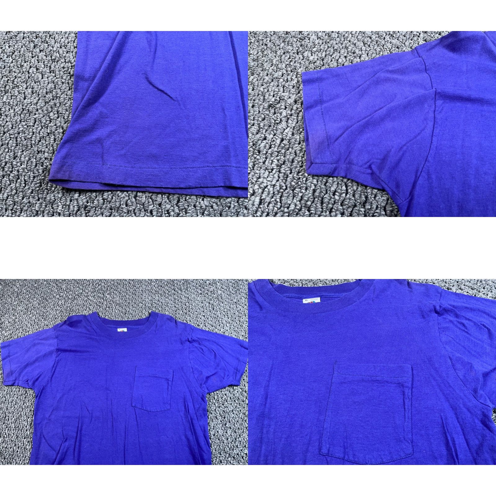 Fruit Of The Loom VINTAGE Fruit of the Loom T-Shirt Mens XL Purple Blue 80s Pocket Crew Neck Short Sleeve Cotton Made in USA Size US L / EU 52-54 / 3 - 8 Thumbnail