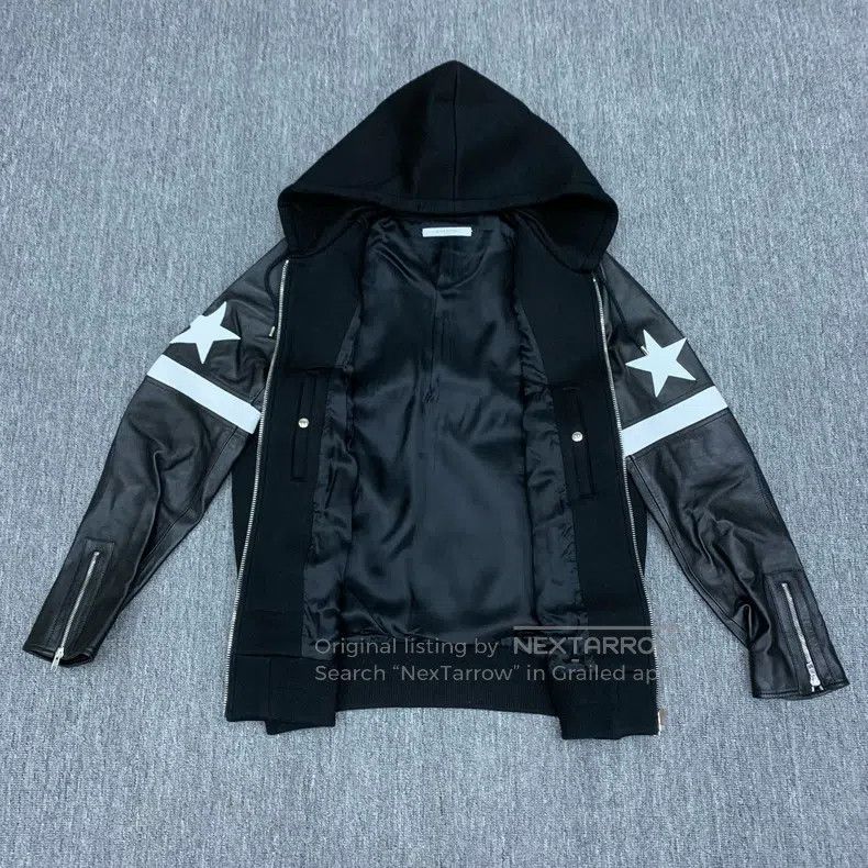 Givenchy Givenchy Black Five-Star Patched Leather Jacket Size US L / EU 52-54 / 3 - 8 Thumbnail