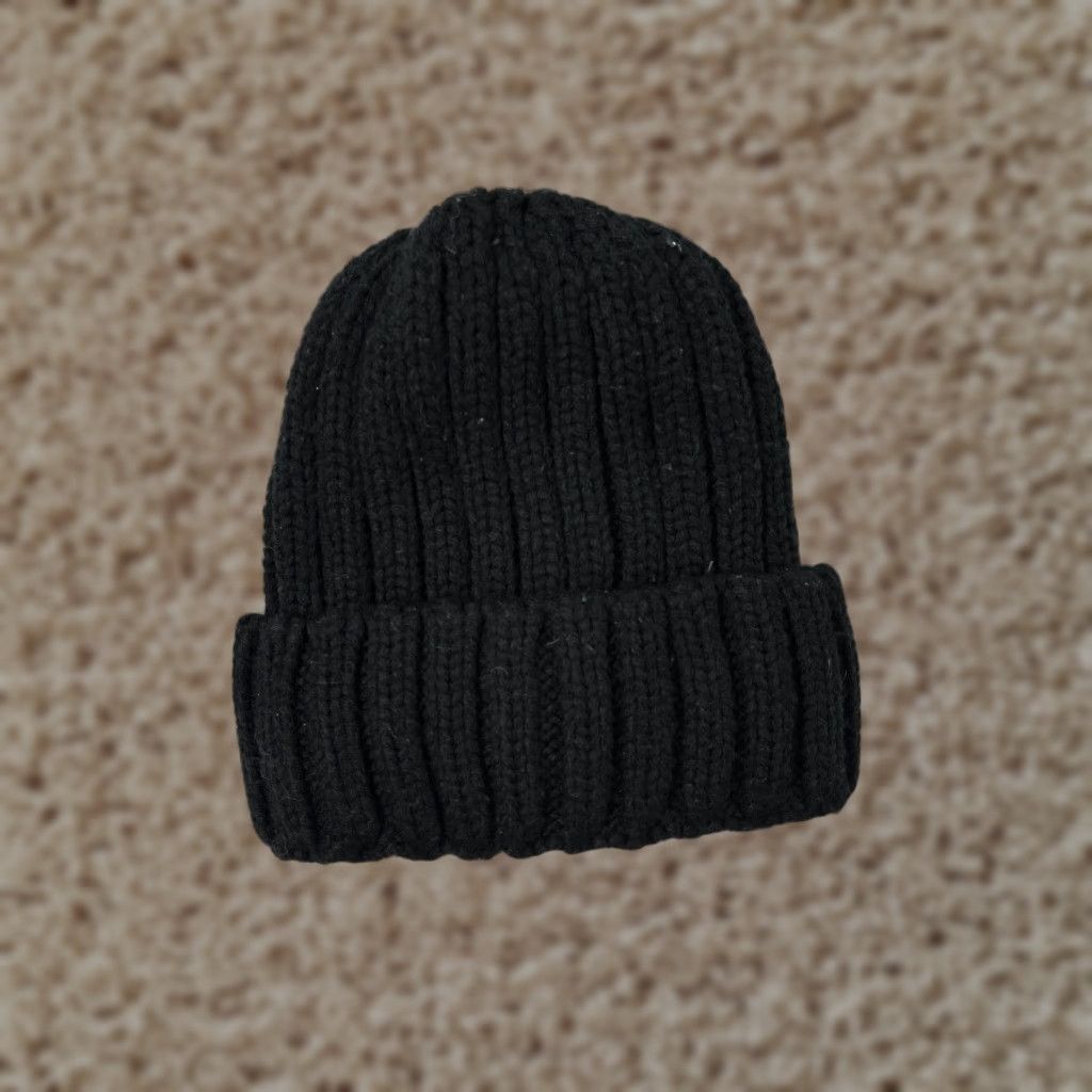 Vintage Lined Knit Beanie Hat Adult One Size Black Acrylic Winter Snow Ski Unbranded Size ONE SIZE - 1 Thumbnail