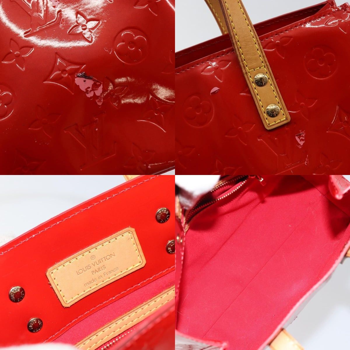 Louis Vuitton LOUIS VUITTON Monogram Vernis Reade PM Hand Bag Red Rouge Size ONE SIZE - 11 Thumbnail