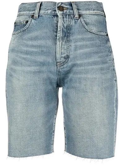 Saint Laurent Paris o1s1wg111124 Bermuda Shorts in Stretch Denim in Light Blue Size 24" / US 00 / IT 34 - 1 Thumbnail